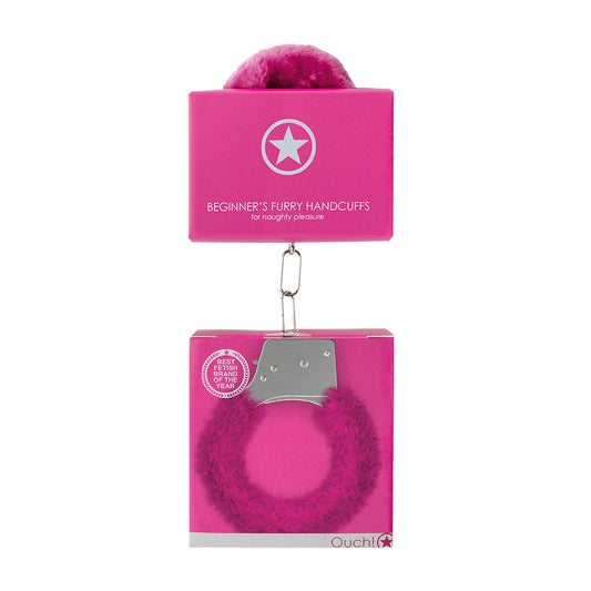 Ouch! Beginner's Handcuffs Furry Pink | 8714273074072 | Available at EroticWarehouse.com