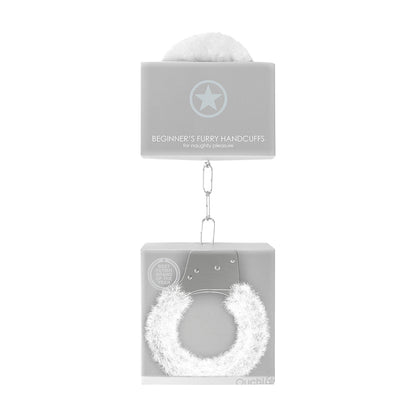 Ouch! Beginner's Handcuffs Furry White | 8714273074119 | Available at EroticWarehouse.com
