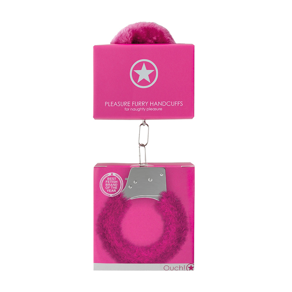 Ouch! Pleasure Handcuffs Furry Pink | 8714273074188 | Available at EroticWarehouse.com