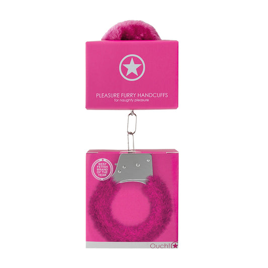 Ouch! Pleasure Handcuffs Furry Pink | 8714273074188 | Available at EroticWarehouse.com