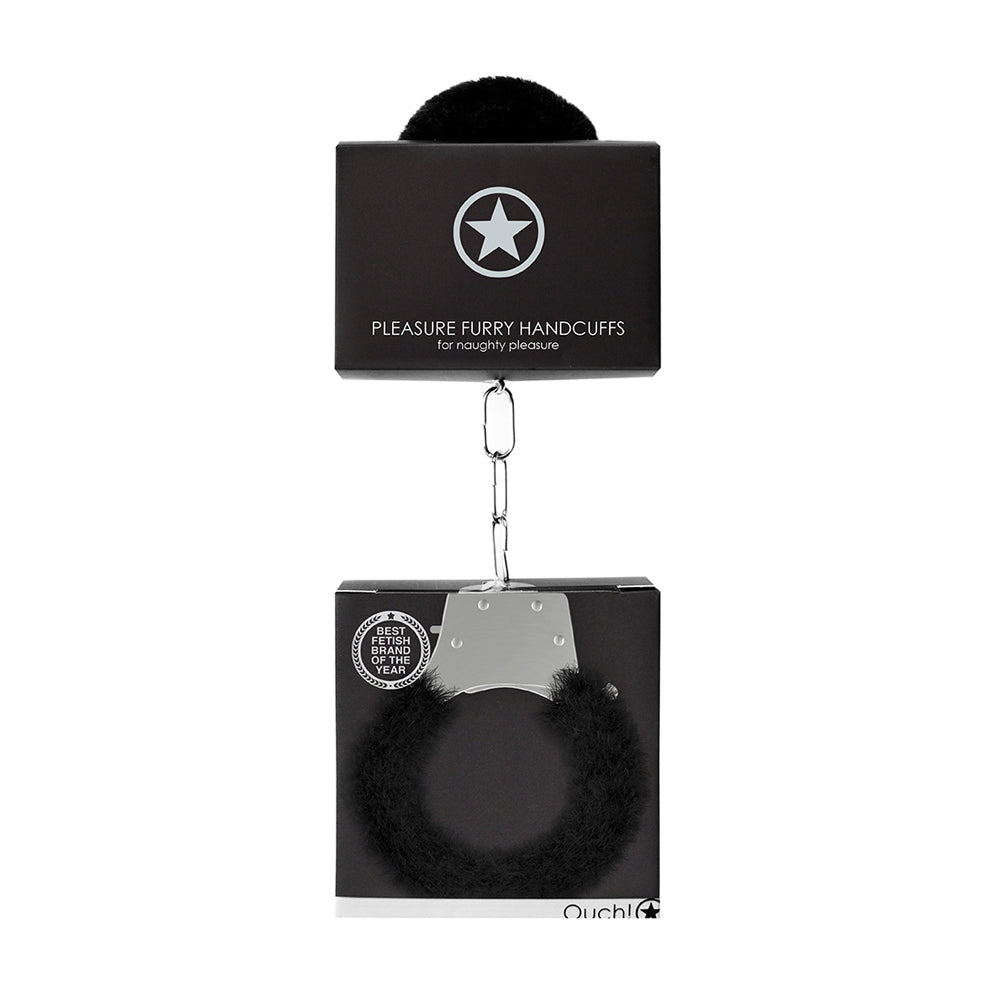 Ouch! Pleasure Handcuffs Furry Black | 8714273074201 | Available at EroticWarehouse.com