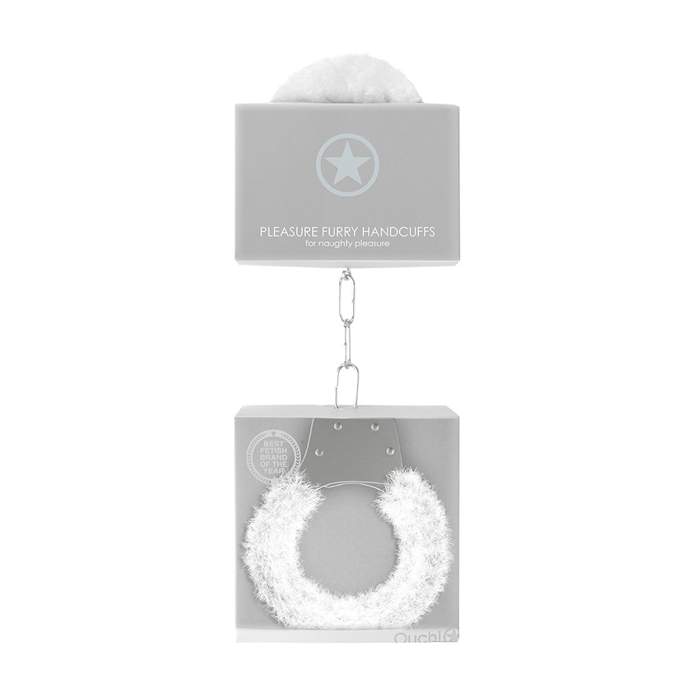 Ouch! Pleasure Handcuffs Furry White | 8714273074225 | Available at EroticWarehouse.com
