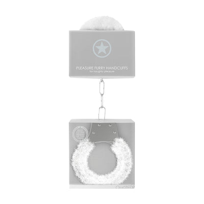 Ouch! Pleasure Handcuffs Furry White | 8714273074225 | Available at EroticWarehouse.com