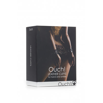 Ouch! Leather Cuffs Black | 8714273309396 | Available at EroticWarehouse.com