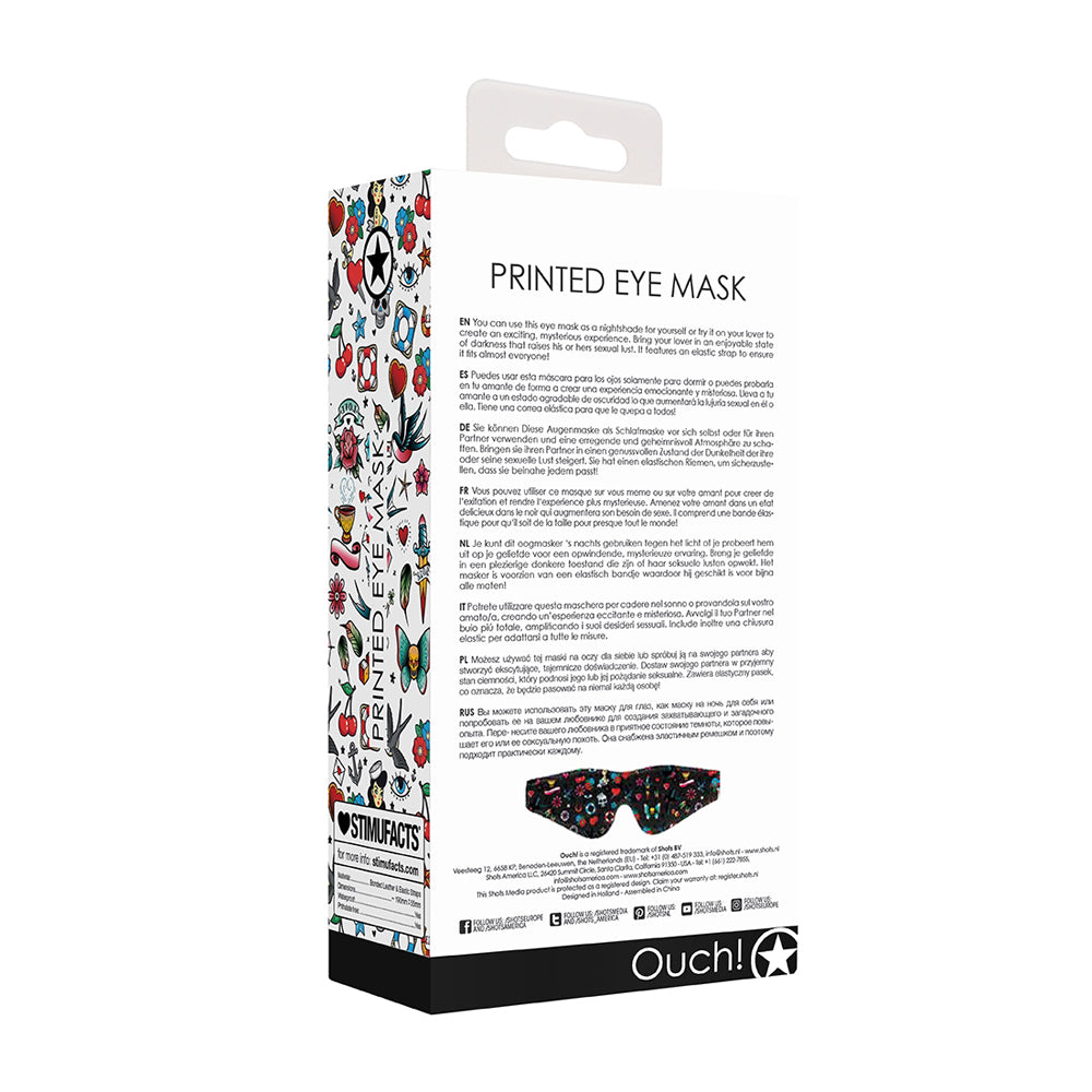 Ouch! Printed Eye Mask Old School Tattoo Style Black | 8714273491664 | Available at EroticWarehouse.com