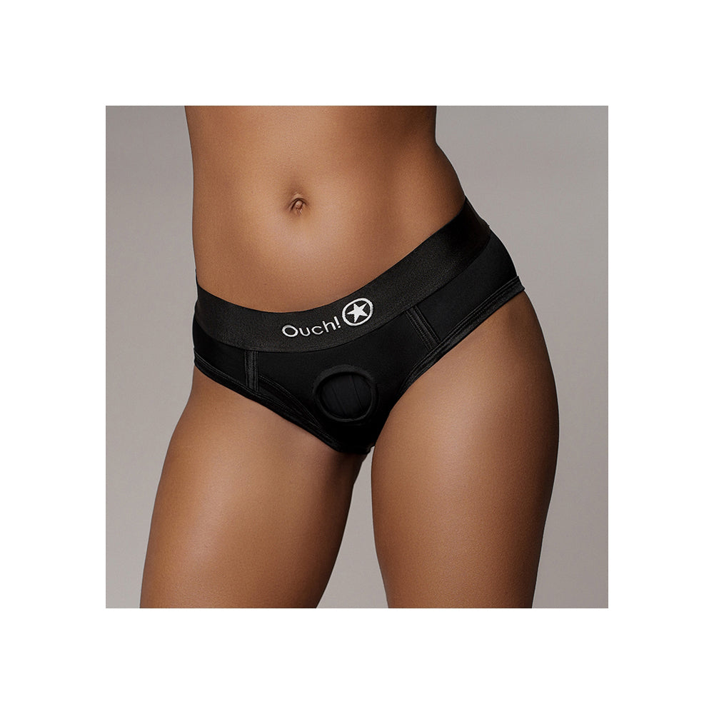 Ouch! Vibrating Strap-On High-Cut Brief M/L | 8714273493392 | Available at EroticWarehouse.com