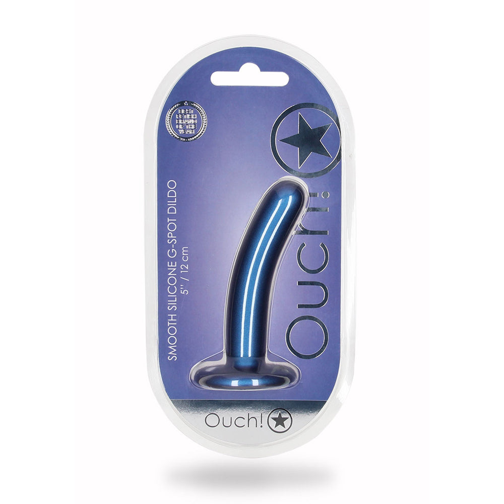 Smooth Silicone G-Spot Dildo 5" Metallic Blue | 8714273493774 | Available at EroticWarehouse.com