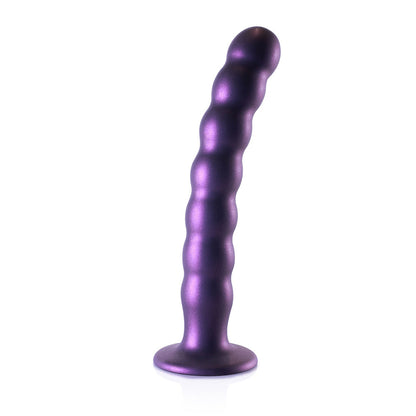 Beaded Silicone G-Spot Dildo 8" Metallic Purple | 8714273495105 | Available at EroticWarehouse.com