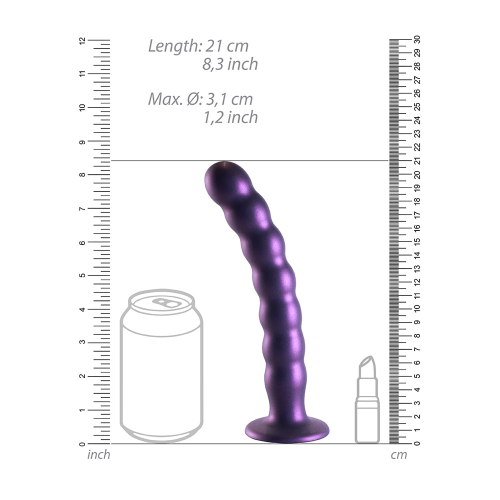 Beaded Silicone G-Spot Dildo 8" Metallic Purple | 8714273495105 | Available at EroticWarehouse.com