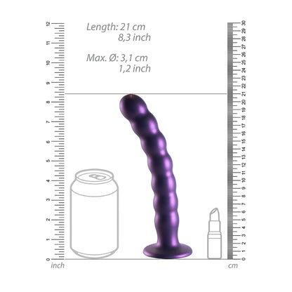 Beaded Silicone G-Spot Dildo 8" Metallic Purple | 8714273495105 | Available at EroticWarehouse.com
