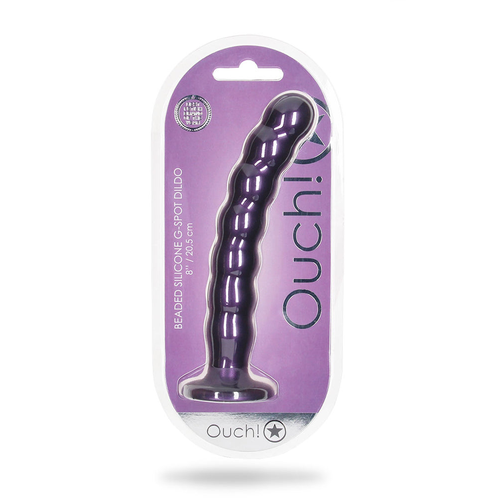 Beaded Silicone G-Spot Dildo 8" Metallic Purple | 8714273495105 | Available at EroticWarehouse.com
