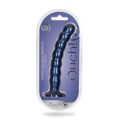 Beaded Silicone G-Spot Dildo 8" Metallic Blue | 8714273495174 | Available at EroticWarehouse.com