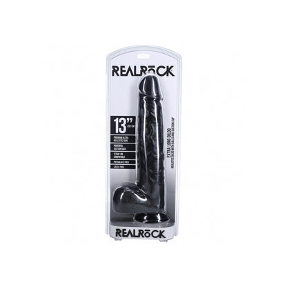 Realrock Extra Long Realistic Dildo With Balls 13" Black | 8714273505002 | Available at EroticWarehouse.com