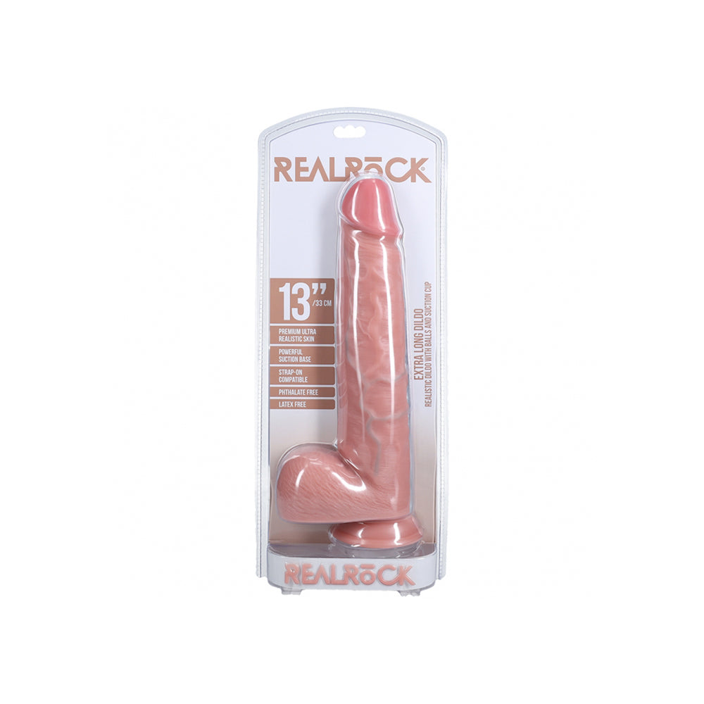 Realrock Extra Long Realistic Dildo With Balls 13" Flesh | 8714273505019 | Available at EroticWarehouse.com