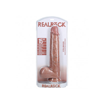 Realrock Extra Long Realistic Dildo With Balls 15" Tan | 8714273505088 | Available at EroticWarehouse.com