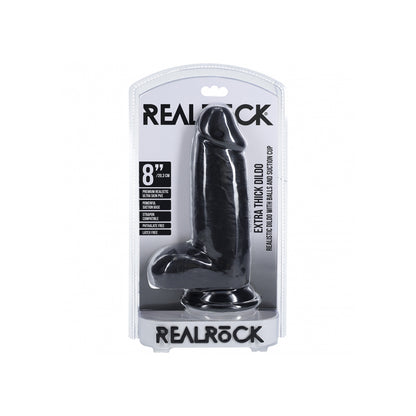 Realrock Extra Thick Realistic Dildo With Balls 8" Black | 8714273505187 | Available at EroticWarehouse.com