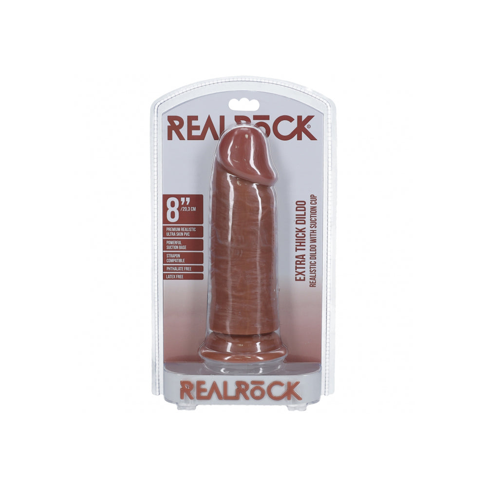 Realrock Extra Thick Realistic Dildo No Balls 8" Tan | 8714273505293 | Available at EroticWarehouse.com