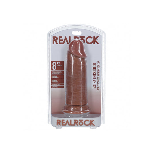 Realrock Extra Thick Realistic Dildo No Balls 8" Tan | 8714273505293 | Available at EroticWarehouse.com
