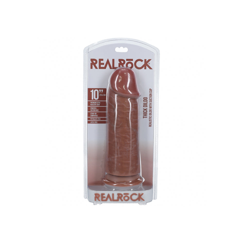 Realrock Extra Thick Realistic Dildo No Balls 10" Tan | 8714273505354 | Available at EroticWarehouse.com