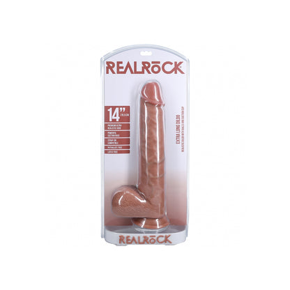 Realrock Extra Long Realistic Dildo With Balls 14" Tan | 8714273505750 | Available at EroticWarehouse.com
