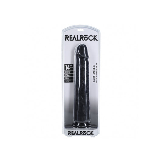 Realrock Extra Long Realistic Dildo No Balls 14" Black | 8714273505767 | Available at EroticWarehouse.com