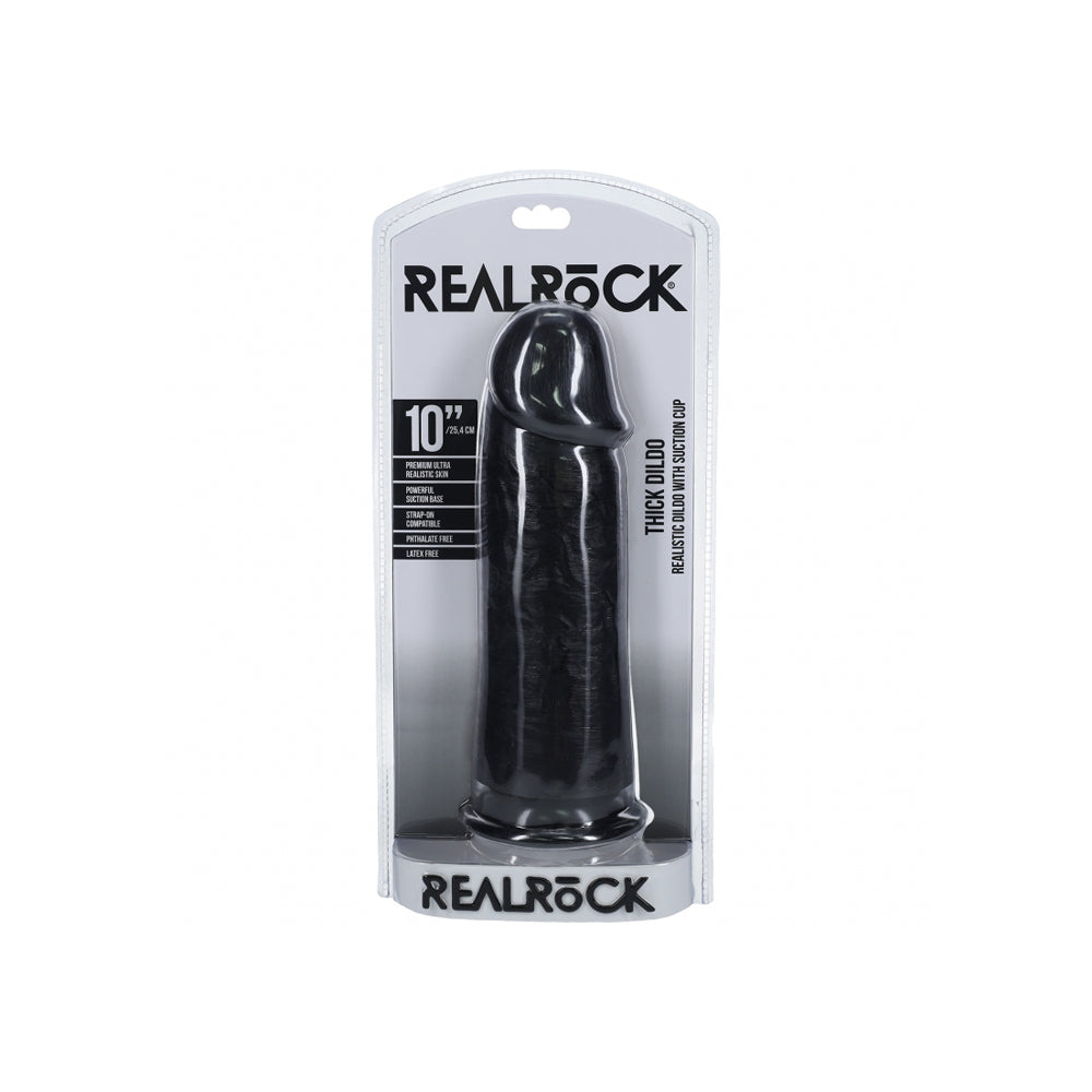 Realrock Extra Thick Realistic Dildo No Balls 10" Black | 8714273505798 | Available at EroticWarehouse.com