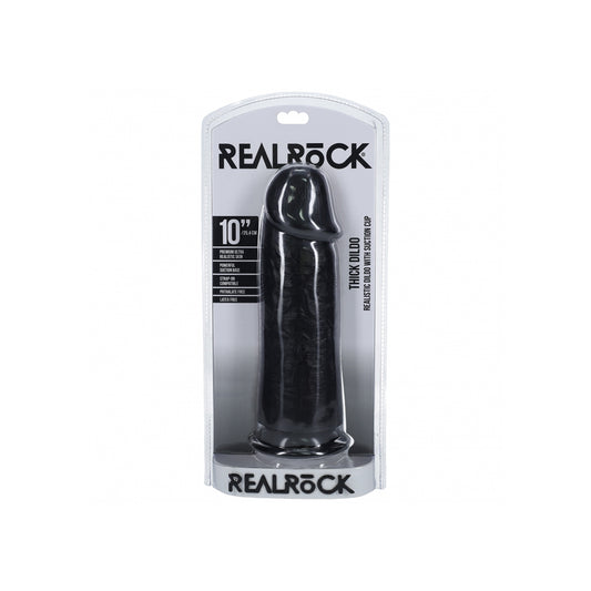 Realrock Extra Thick Realistic Dildo No Balls 10" Black | 8714273505798 | Available at EroticWarehouse.com
