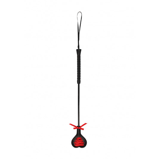 Ouch! Crop Black Heart With Red Lace Large | 8714273506870 | Available at EroticWarehouse.com