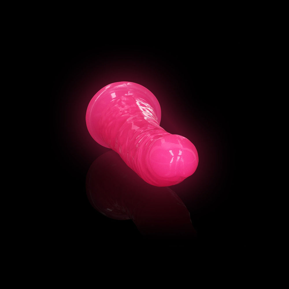 Realrock Glow In The Dark Slim Dildo 6'' Neon Pink | 8714273519917 | Available at EroticWarehouse.com
