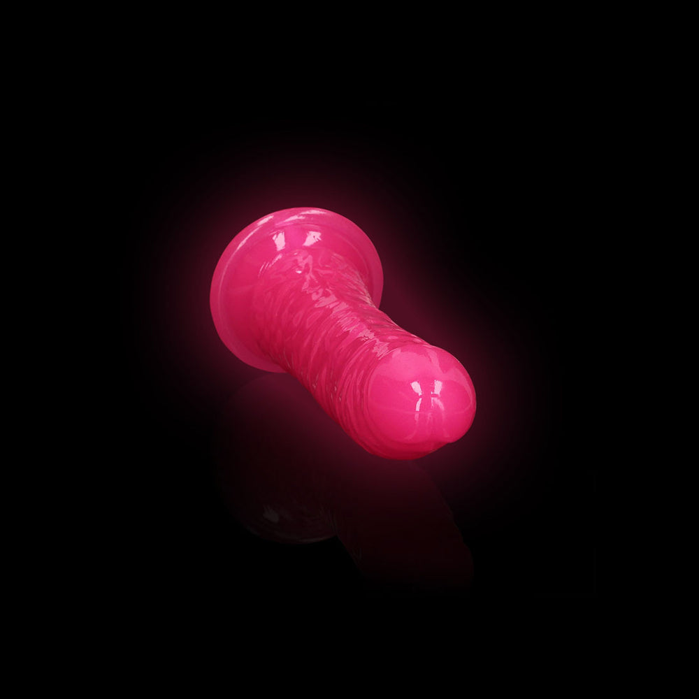 Realrock Glow In The Dark Slim Dildo 7'' Neon Pink | 8714273519955 | Available at EroticWarehouse.com