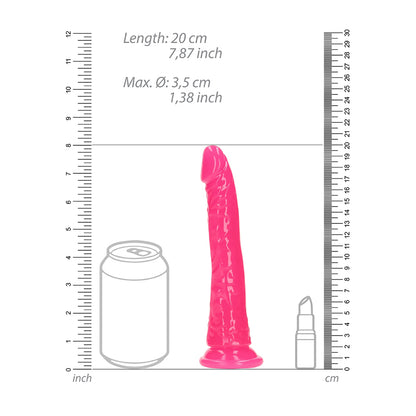 Realrock Glow In The Dark Slim Dildo 7'' Neon Pink | 8714273519955 | Available at EroticWarehouse.com
