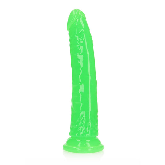 Realrock Glow In The Dark Slim Dildo 8'' Neon Green | 8714273519986 | Available at EroticWarehouse.com