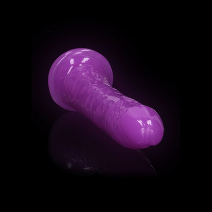 Realrock Glow In The Dark Slim Dildo 8'' Neon Purple | 8714273520005 | Available at EroticWarehouse.com