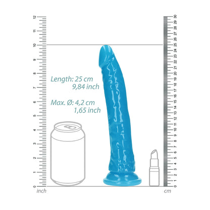 Realrock Glow In The Dark Slim Dildo 9'' Neon Blue | 8714273520012 | Available at EroticWarehouse.com