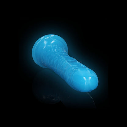 Realrock Glow In The Dark Slim Dildo 10'' Neon Blue | 8714273520050 | Available at EroticWarehouse.com