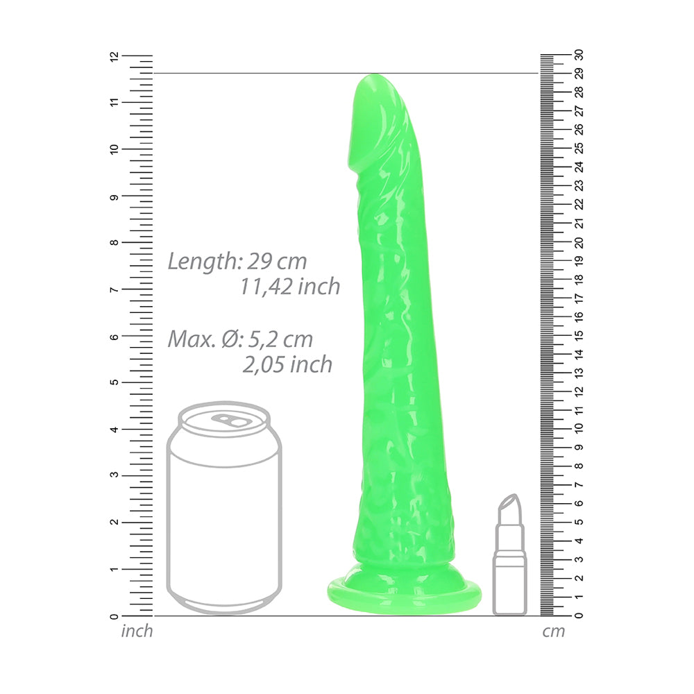 Realrock Glow In The Dark Slim Dildo 10'' Neon Green | 8714273520067 | Available at EroticWarehouse.com