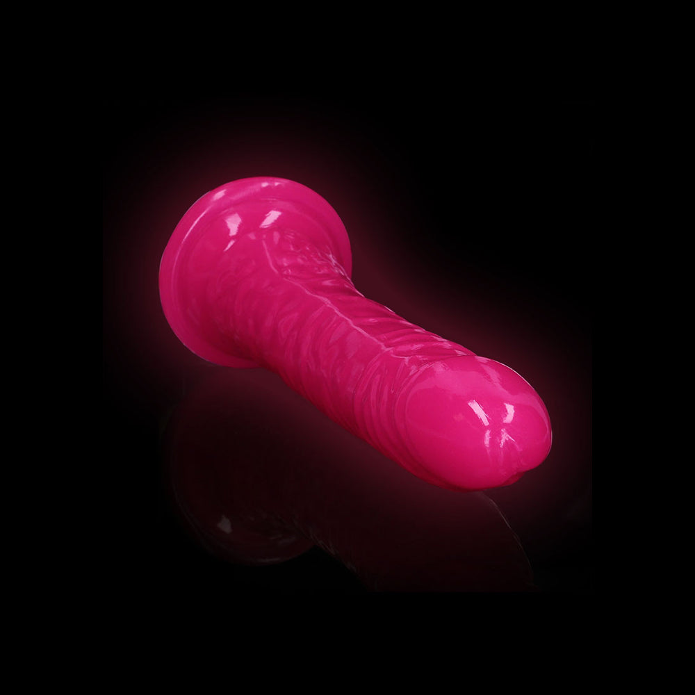 Realrock Glow In The Dark Slim Dildo 10'' Neon Pink | 8714273520074 | Available at EroticWarehouse.com