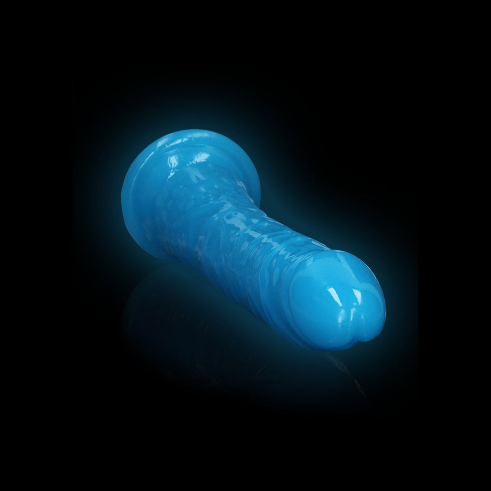 Realrock Glow In The Dark Slim Dildo 11'' Neon Blue | 8714273520098 | Available at EroticWarehouse.com