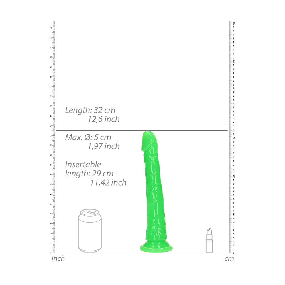 Realrock Glow In The Dark Slim Dildo 11'' Neon Green | 8714273520104 | Available at EroticWarehouse.com