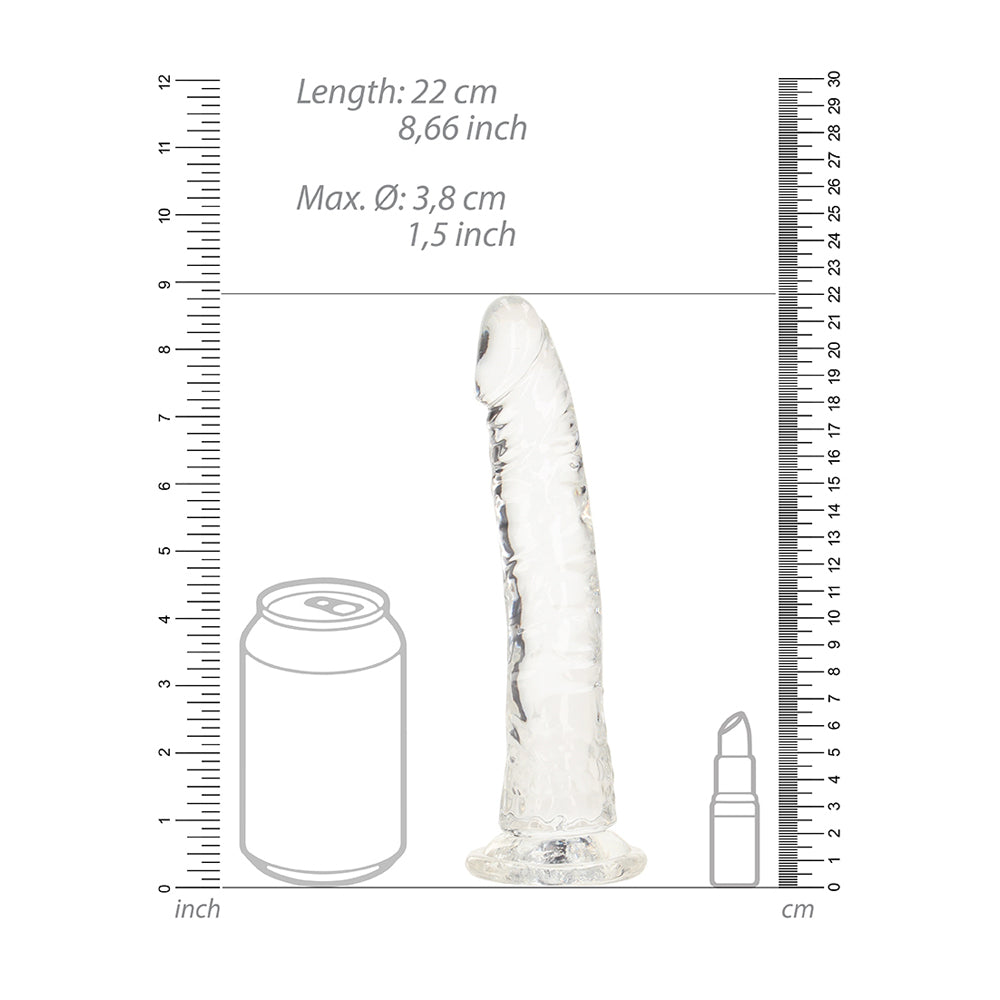 Realrock Crystal Clear Slim Dildo 8'' Transparent | 8714273520197 | Available at EroticWarehouse.com