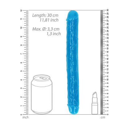 Realrock Glow In The Dark Double Dong 12'' Neon Blue | 8714273520234 | Available at EroticWarehouse.com
