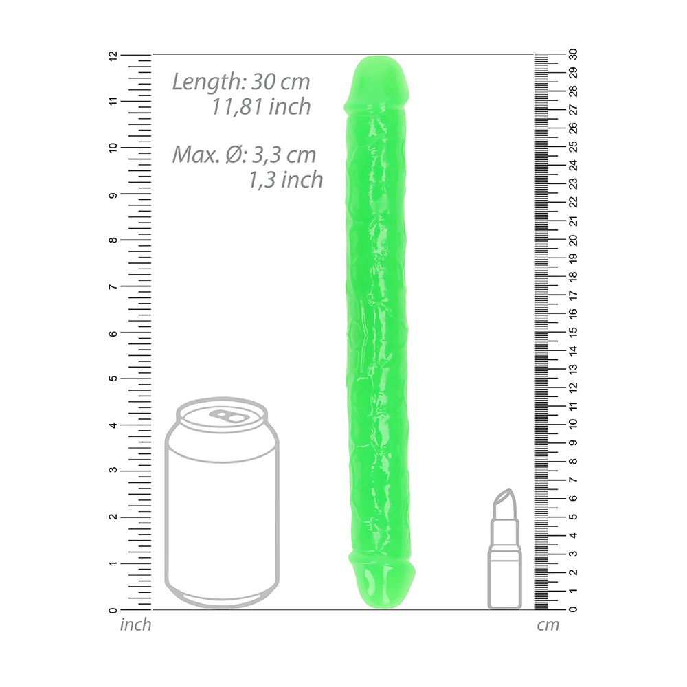Realrock Glow In The Dark Double Dong 12'' Neon Green | 8714273520241 | Available at EroticWarehouse.com