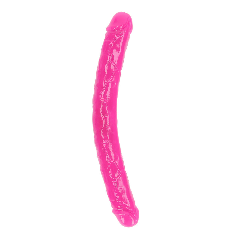 Realrock Glow In The Dark Double Dong 15'' Neon Pink | 8714273520296 | Available at EroticWarehouse.com