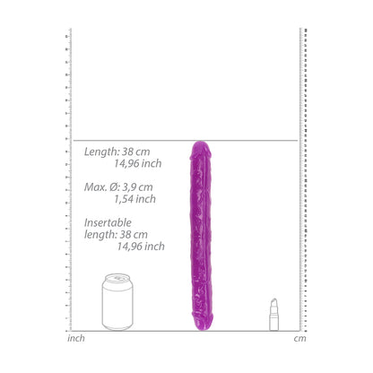 Realrock Glow In The Dark Double Dong 15'' Neon Purple | 8714273520302 | Available at EroticWarehouse.com