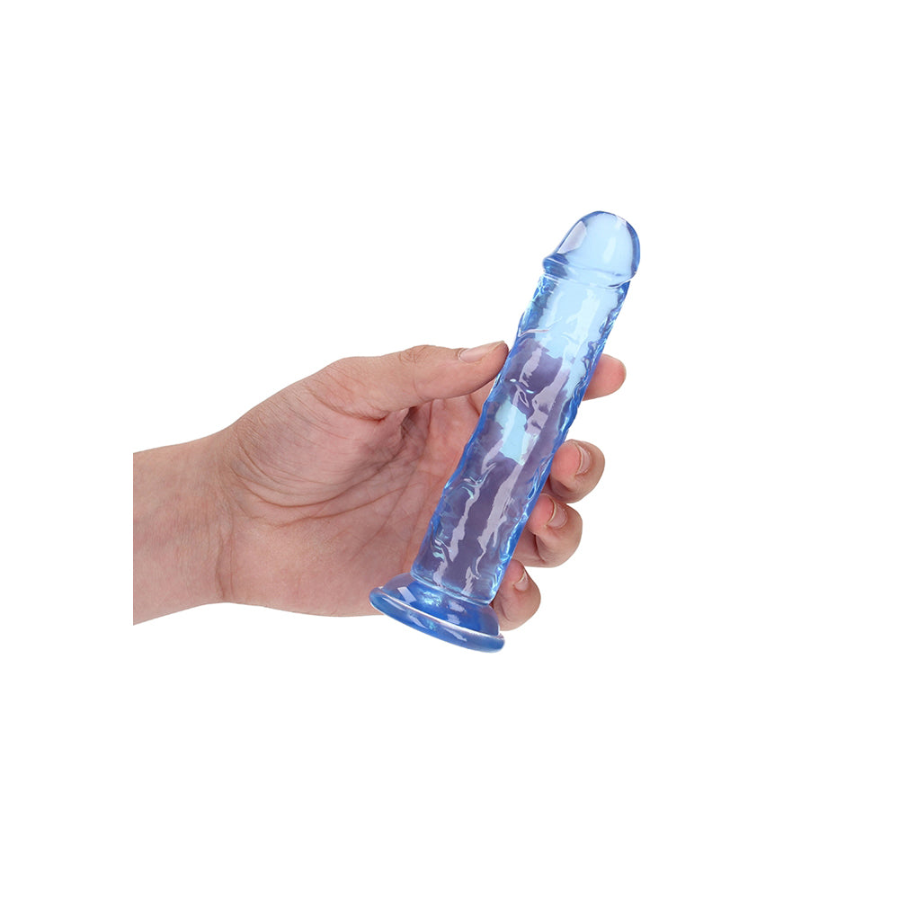 Realrock Crystal Clear Straight Realistic Dildo With Suction Cup 6'' Blue | 8714273520319 | Available at EroticWarehouse.com