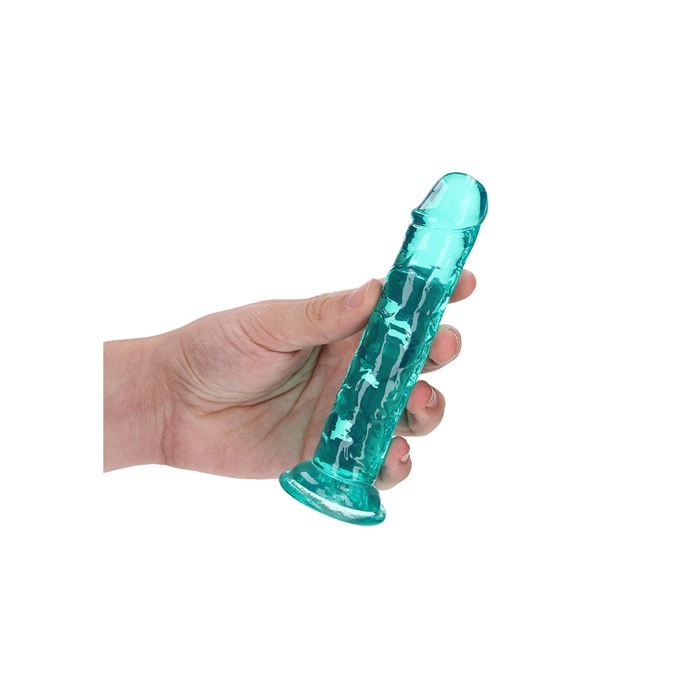 Realrock Crystal Clear Straight Realistic Dildo With Suction Cup 6'' Turquoise | 8714273520340 | Available at EroticWarehouse.com