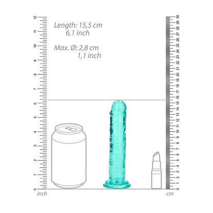 Realrock Crystal Clear Straight Realistic Dildo With Suction Cup 6'' Turquoise | 8714273520340 | Available at EroticWarehouse.com