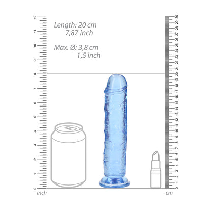 Realrock Crystal Clear Straight Realistic Dildo With Suction Cup 7'' Blue | 8714273520401 | Available at EroticWarehouse.com