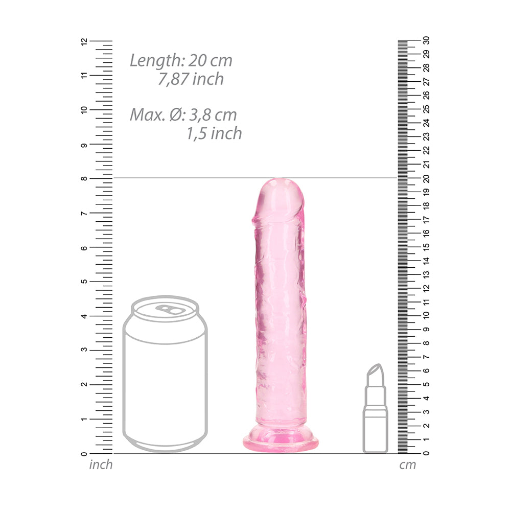 Realrock Crystal Clear Straight Realistic Dildo With Suction Cup 7'' Pink | 8714273520418 | Available at EroticWarehouse.com