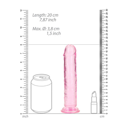 Realrock Crystal Clear Straight Realistic Dildo With Suction Cup 7'' Pink | 8714273520418 | Available at EroticWarehouse.com